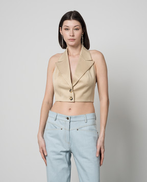 Materiel Beige vest with linen MSS24N2037BLBS