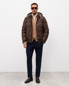 Stefano Ricci Brown quilted wool and cashmere down jacket M6J5400070MA0020