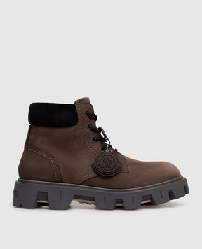 Moncler Brown Peak city nubuck boots with logo K209A4F00010M6882