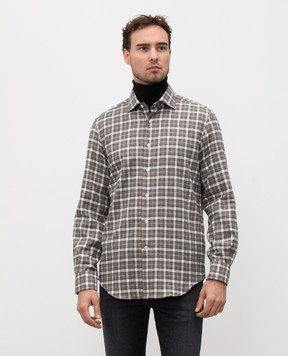Doriani Cashmere Brown checkered shirt DOSLIDR3108