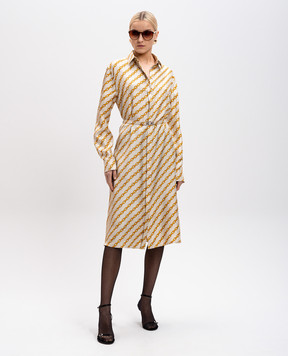 Versace Beige Chain Stripes Silk Shirt Dress 10186221A13636