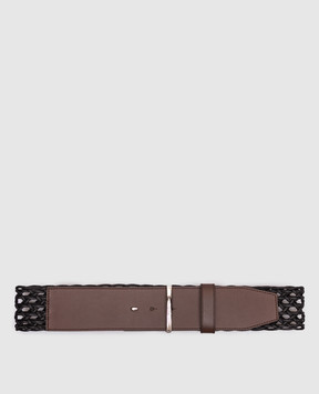Max Mara Brown leather belt with weaving WAISTBAND60