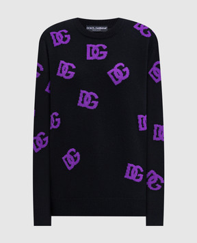 Dolce&Gabbana Black wool sweater with DG pattern FXX06TJCVYX
