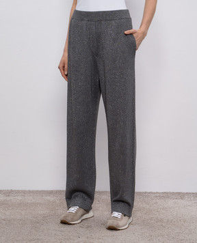 Brunello Cucinelli Gray ribbed pants with lurex MAZ260299P