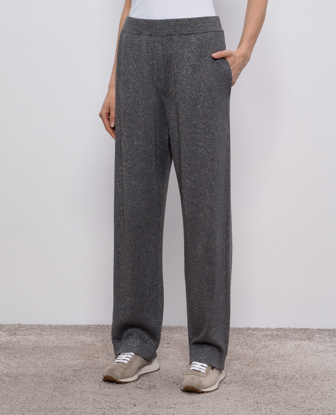 

Gray ribbed pants with lurex Brunello Cucinelli, Grey