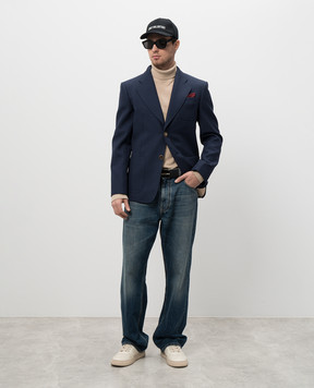Valentino Blue wool jacket with VLogo Signature emblem 6V3CEG959EB