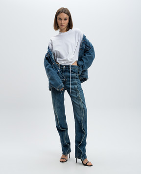 Y Project Blue denim jacket with logo patch 207JA001D22