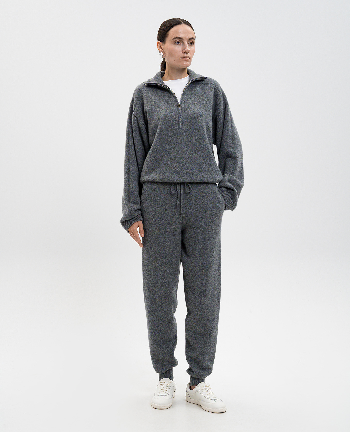 

DRIES gray cashmere zipper sweater Loulou de Saison, Grey