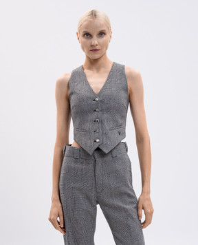 Vetements Gray checked wool vest WH76TG200GC