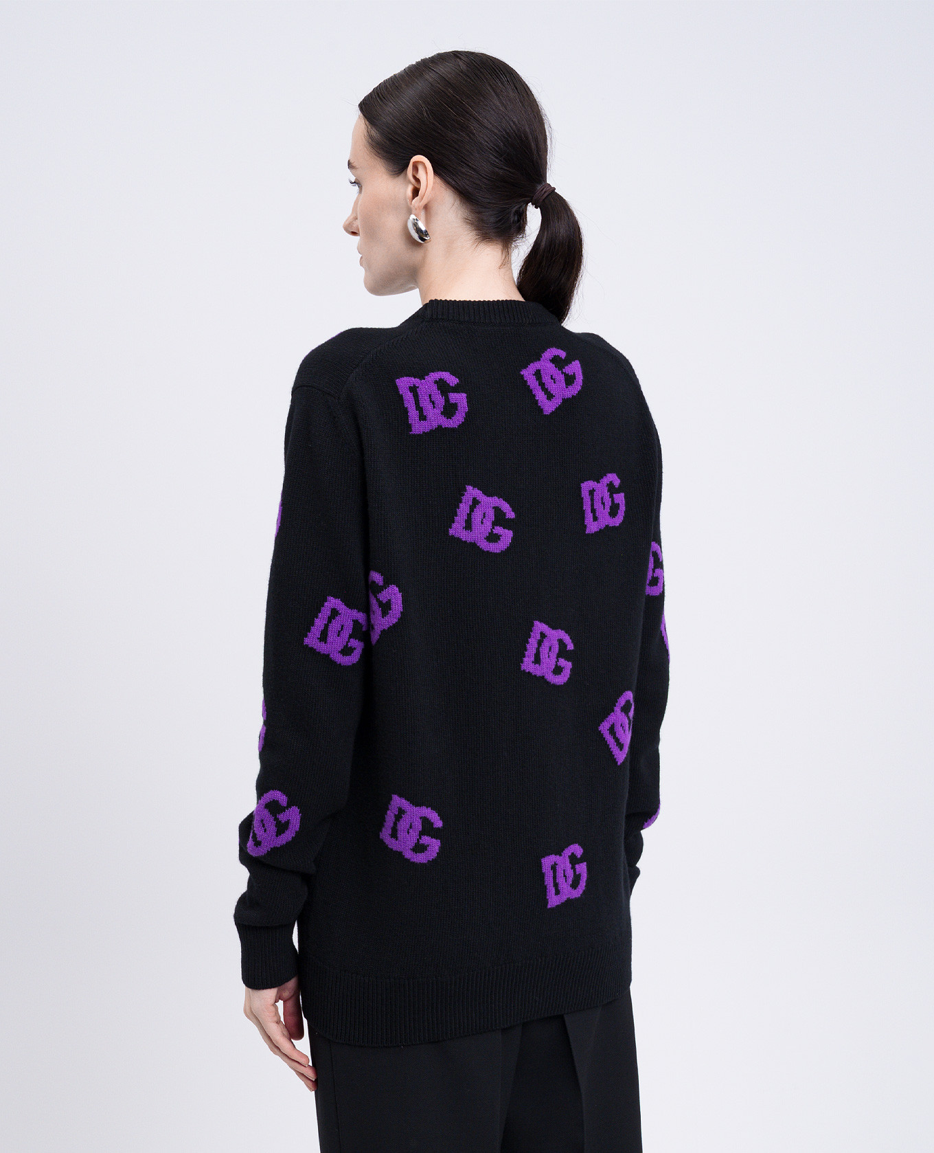 Black wool sweater with DG pattern Dolce&Gabbana 4
