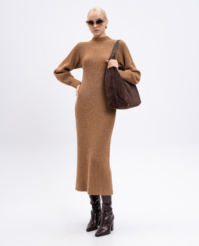 Twinset Brown midi dress with wool 252TT3460