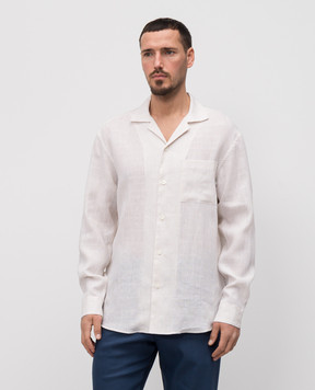 Canali Beige linen shirt with a pattern GL03509CSL2043