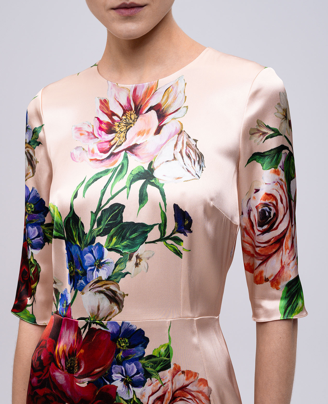 Beige floral print midi dress Dolce&Gabbana 5