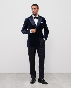 Brunello Cucinelli Blue velvet jacket with silk MV420GS07