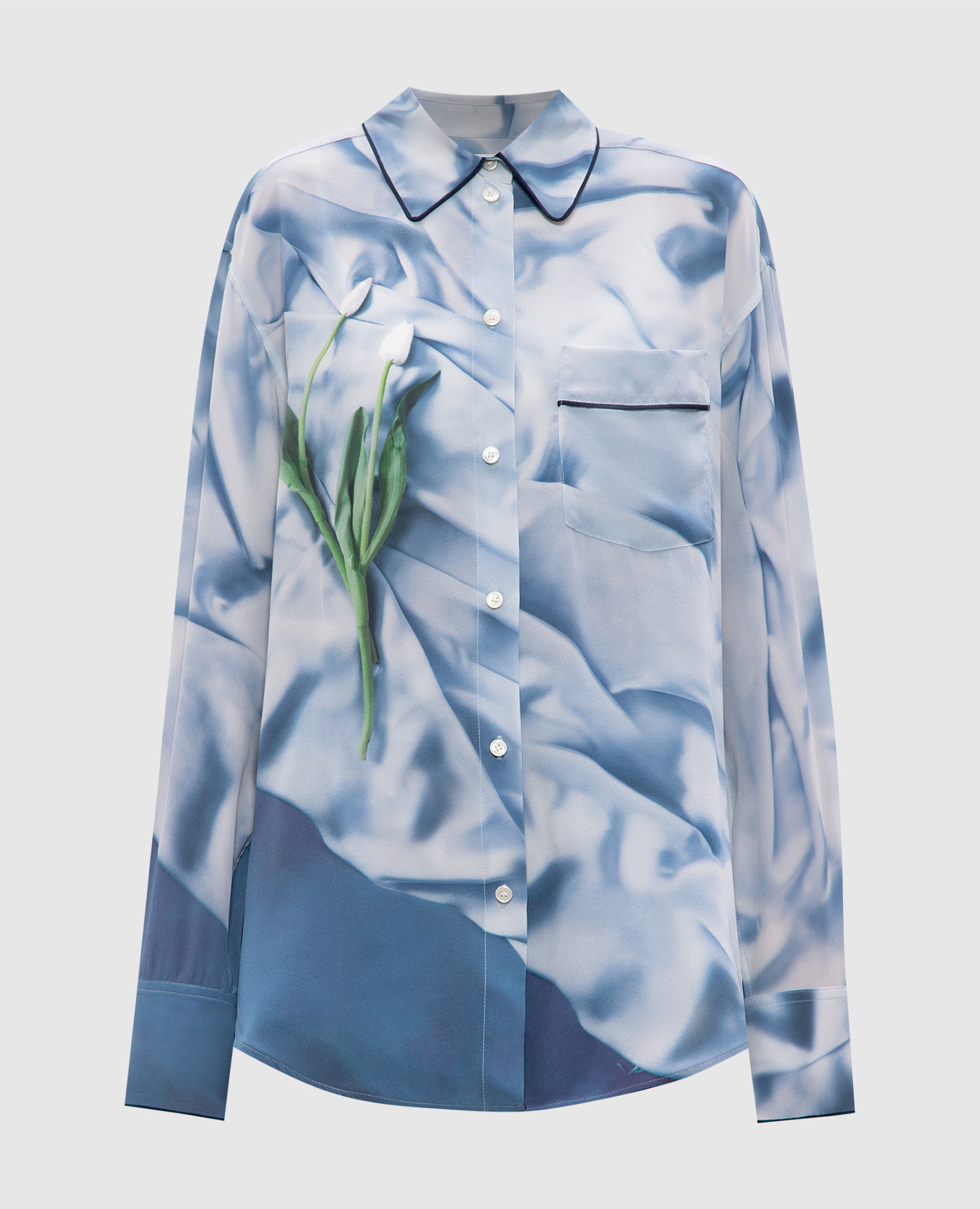 

Blue silk blouse with abstract floral print Victoria Beckham, Light blue