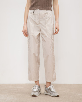 Peserico Beige cargo pants with a branded patch PM404502769