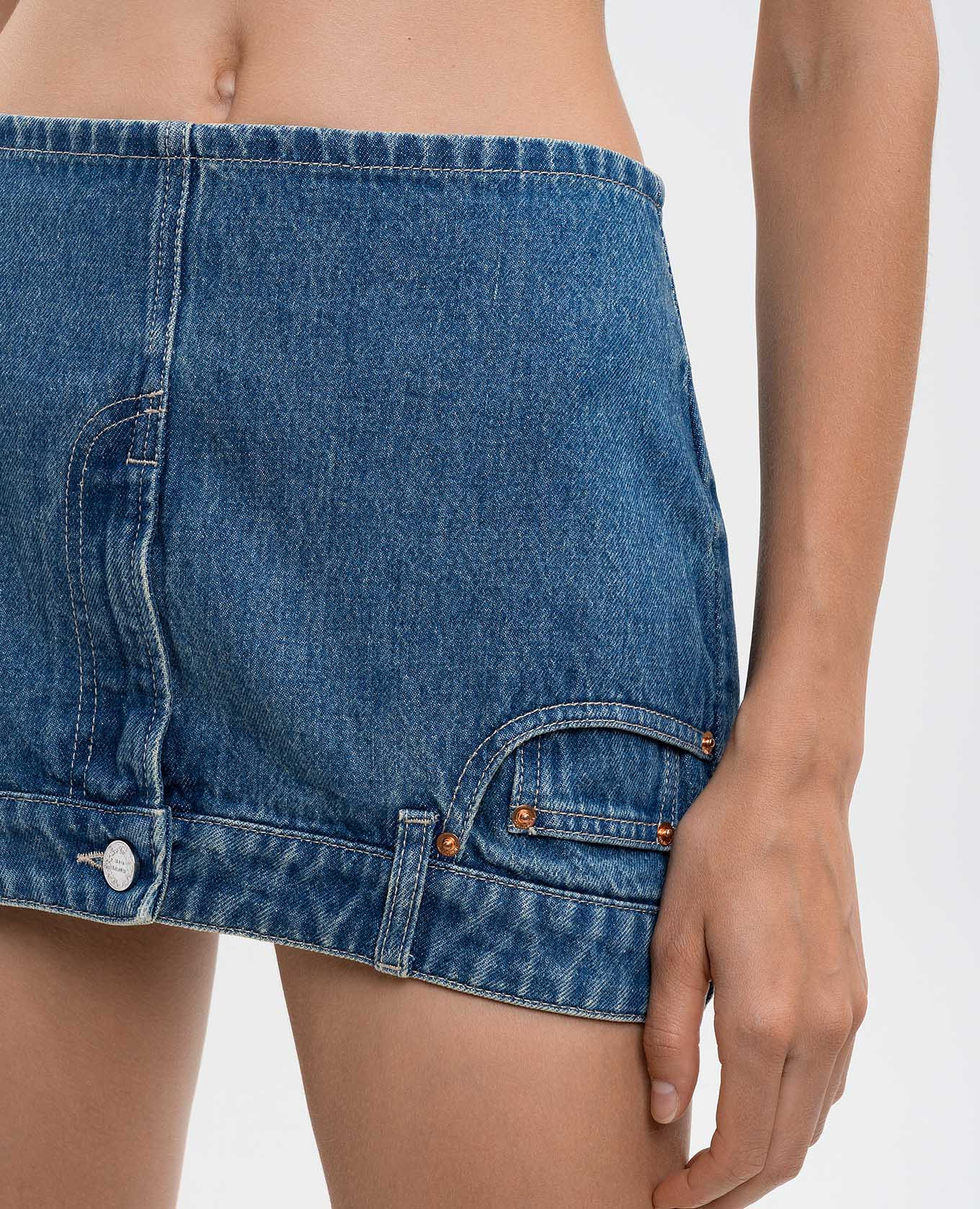Blue denim mini skirt with logo patch Vetements 5