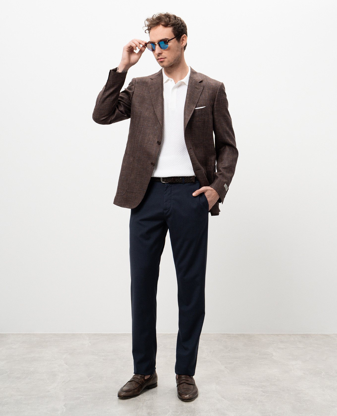 

White polo shirt with a pattern Canali