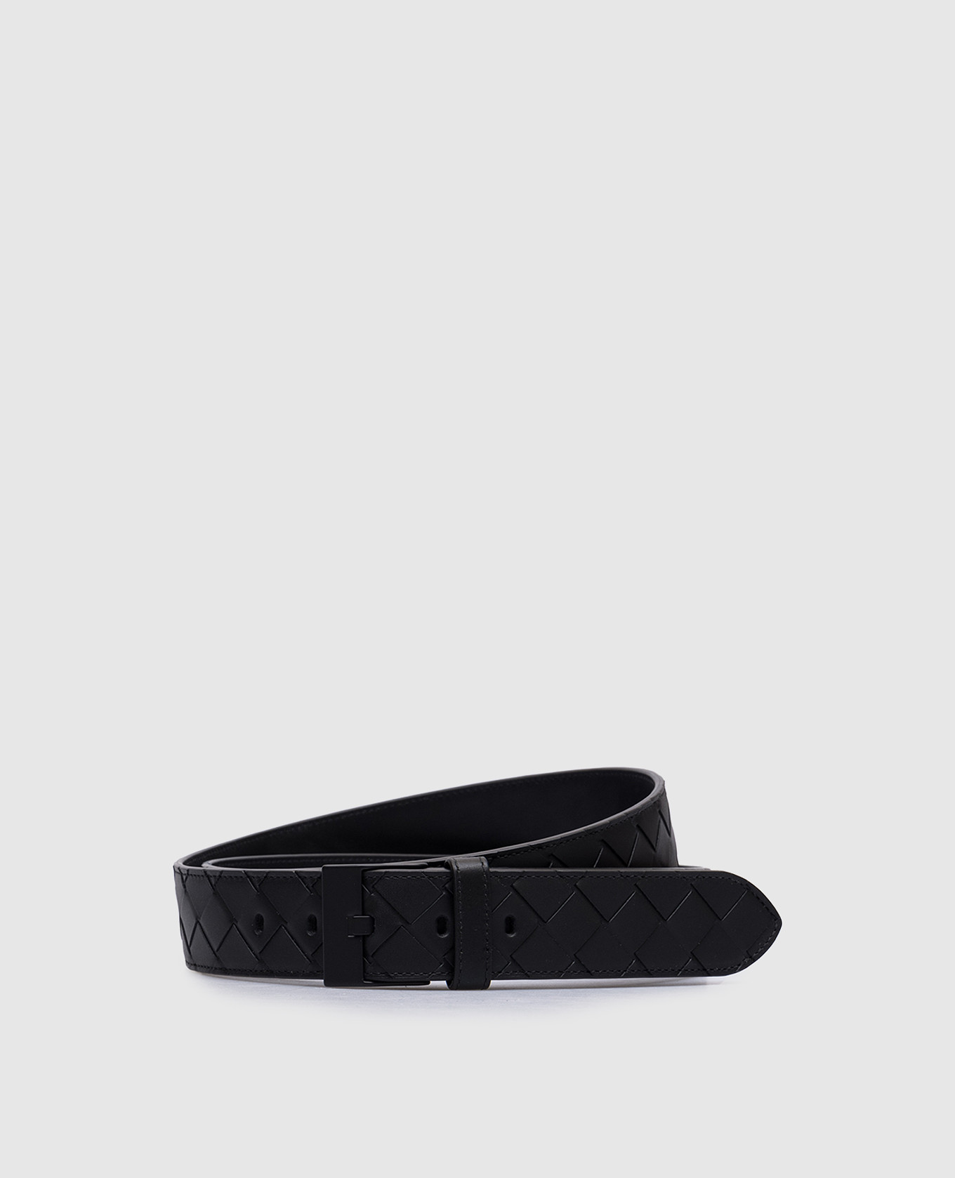 

Black leather belt with branded weaving Bottega Veneta