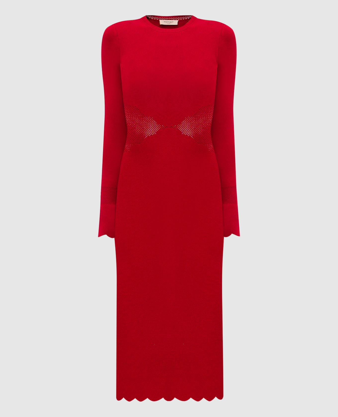 Red midi dress with logo Twinset