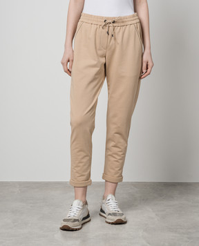 Brunello Cucinelli Beige sweatpants with monil chain MH827SA399