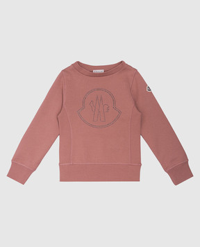 Moncler ENFANT Baby pink sweatshirt with crystal logo emblem J29548G00021899PS6
