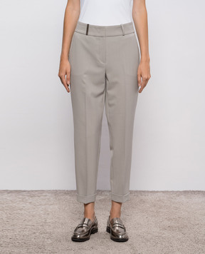 Peserico Gray pants with brand patch A04629U00668