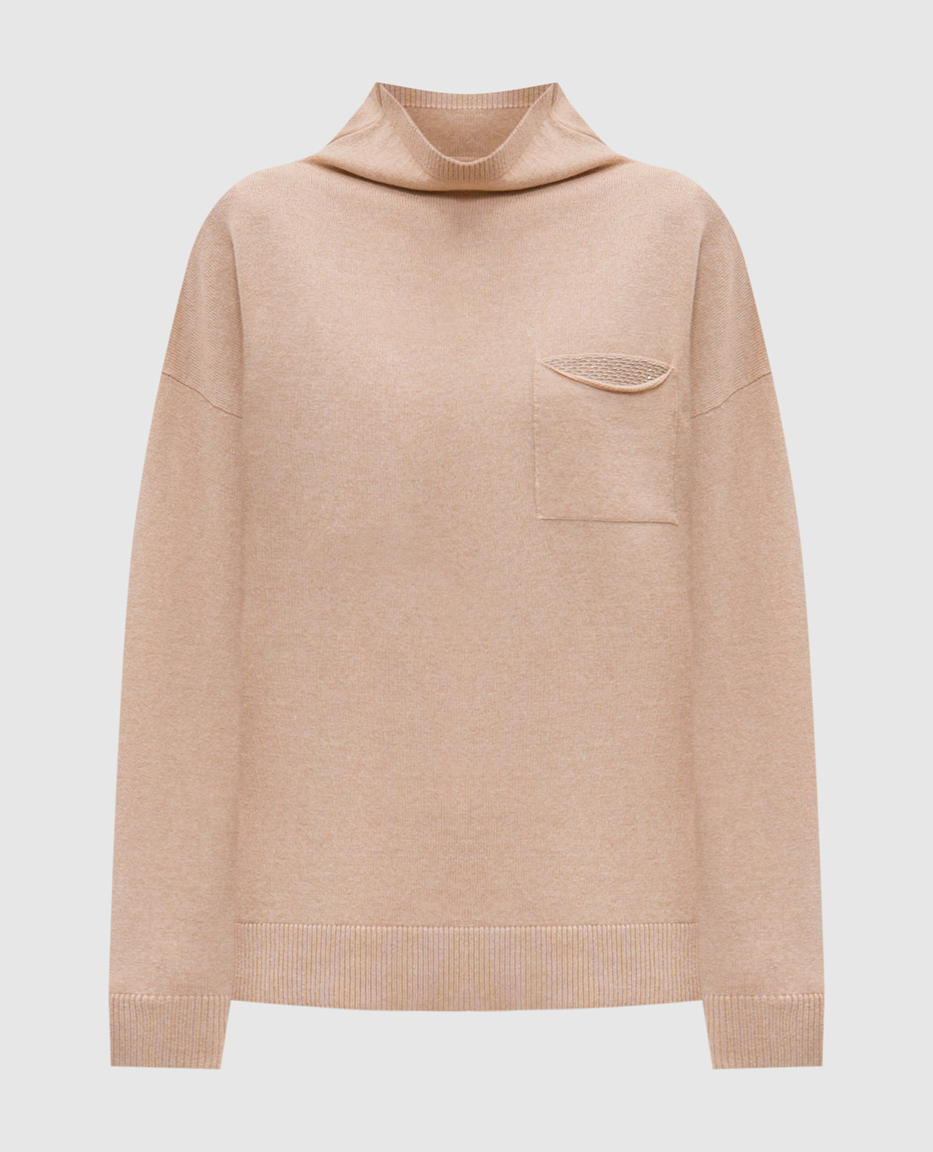 

Beige wool, silk and cashmere sweater with monil chain Peserico