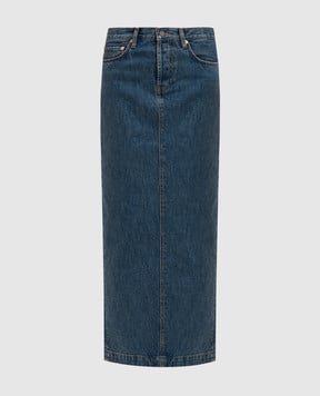 WARDROBE.NYC Blue denim midi skirt with a frayed effect W2097PC