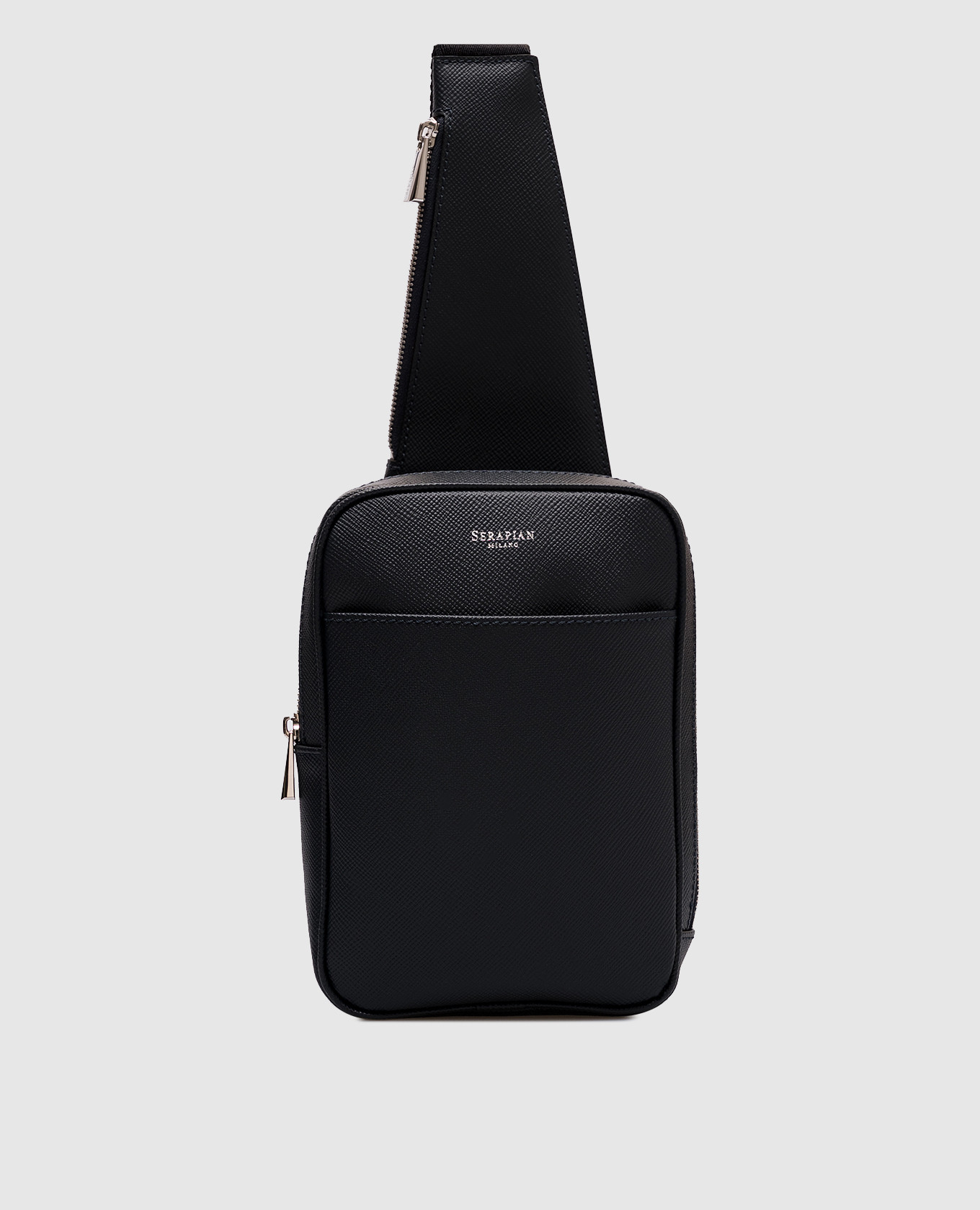 

Blue leather sling bag with logo Serapian