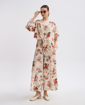 Max Mara Weekend RAGUSA beige floral print silk jumpsuit with blouse RAGUSA