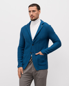 Officina 36 Blue cardigan with wool CUBG21