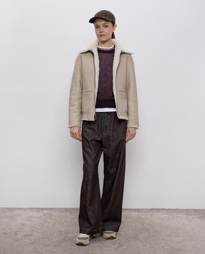 Simonetta Ravizza Beige Catalina reversible sheepskin coat F05JA351H33
