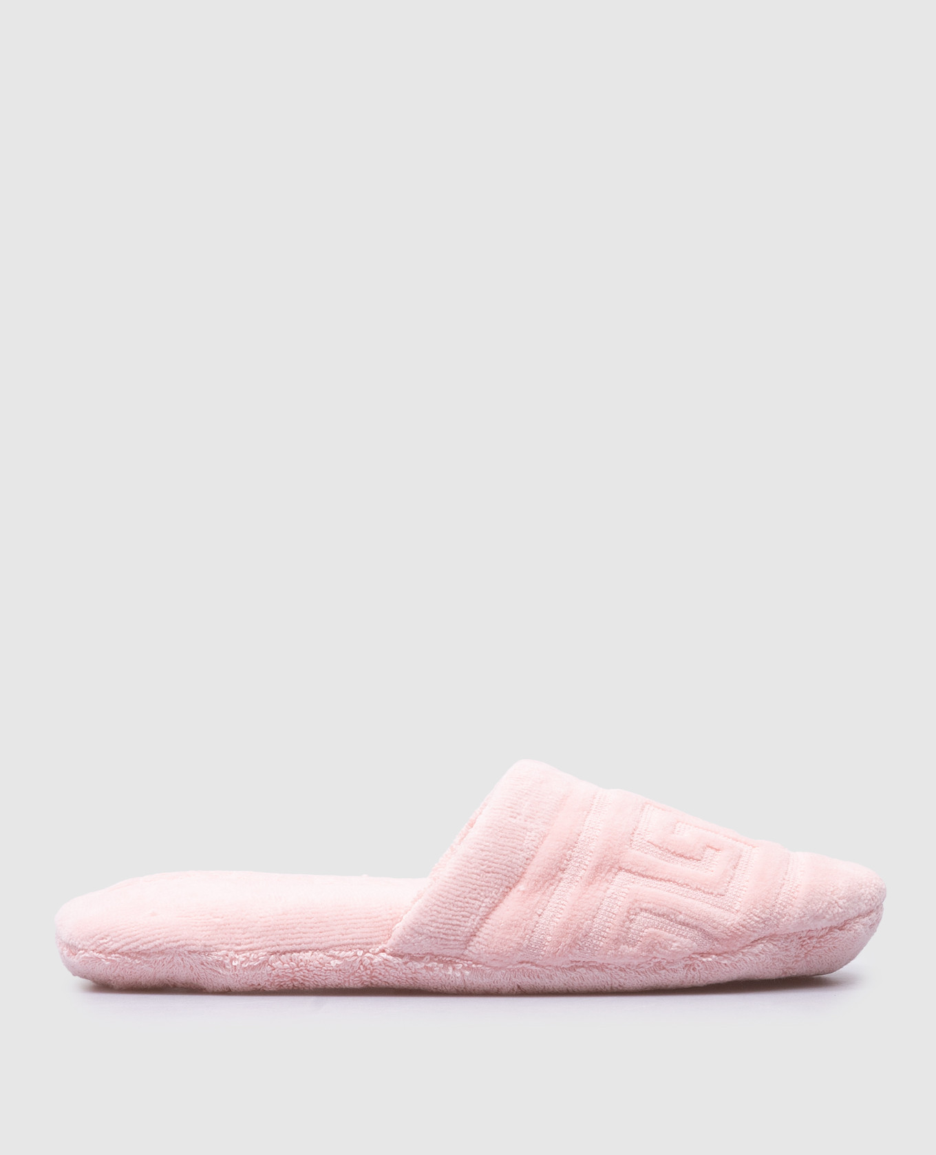 Pink slippers with a textured greca pattern versace