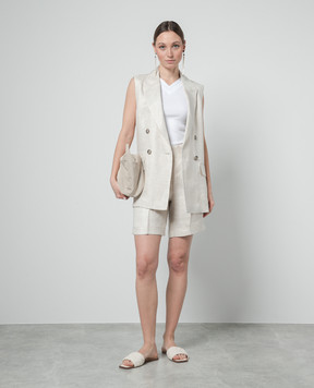 Peserico Beige double-breasted waistcoat with linen S0310405425