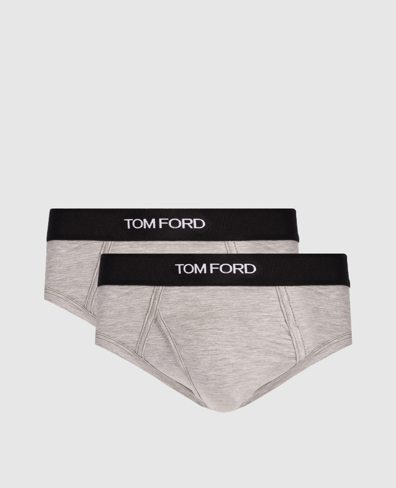 Set of grey melange briefs with logo Tom Ford