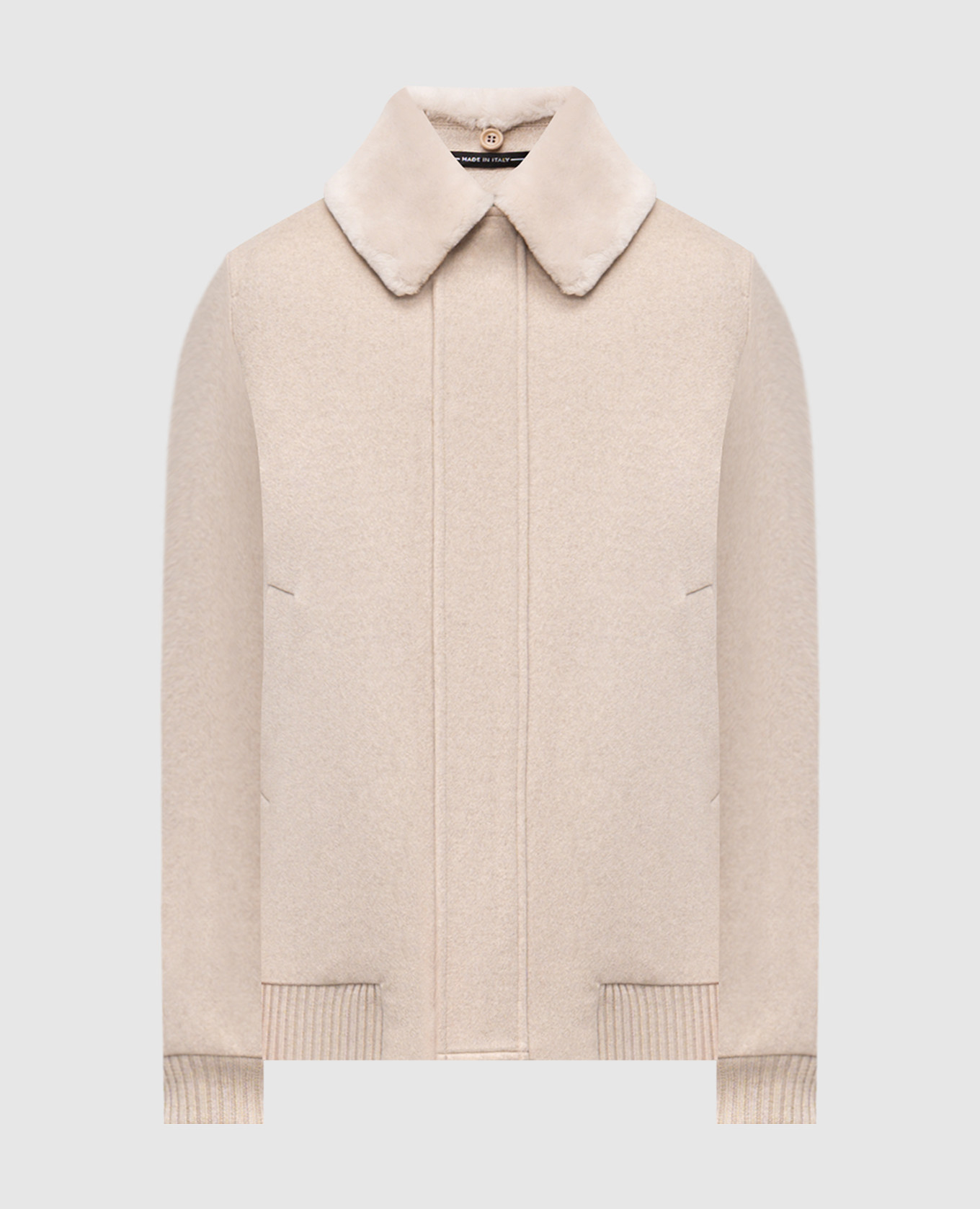 Beige cashmere jacket with fur trim Cashmere&Whiskey