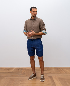 ISAIA Brown linen shirt 008358C9769