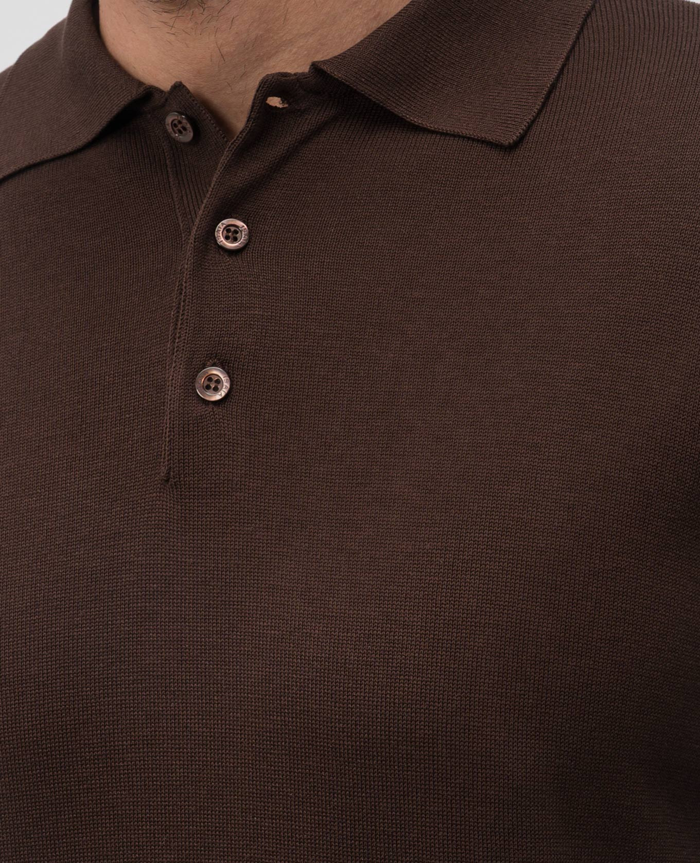 Brown silk polo shirt ISAIA 5