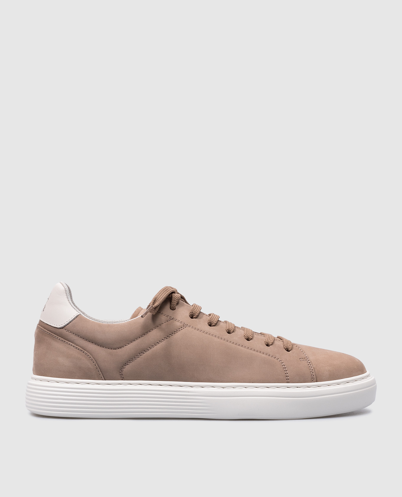 Brown nubuck sneakers with logo brunello cucinelli