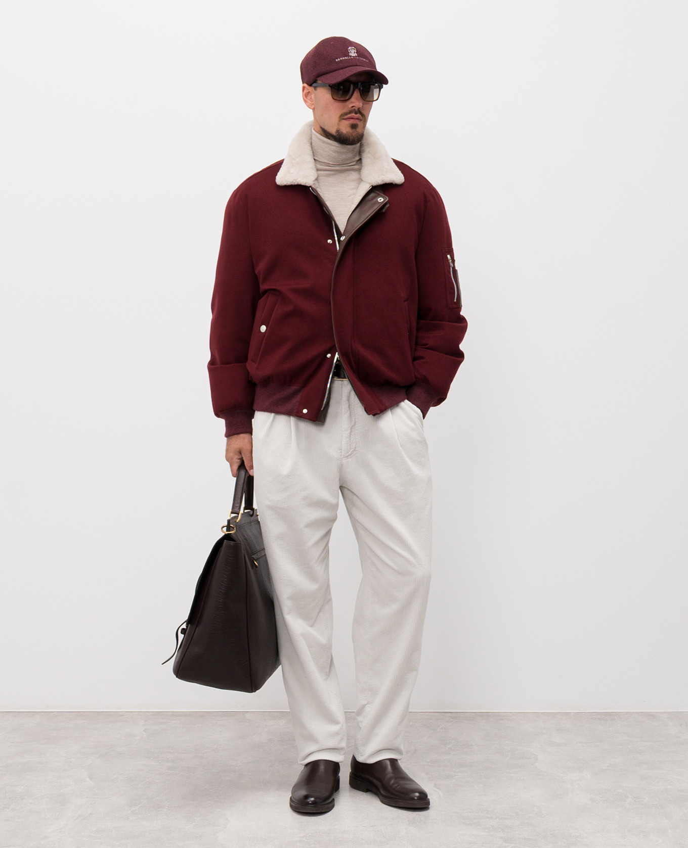 

Beige melange wool and cashmere turtleneck Brunello Cucinelli