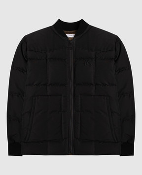 Dolce&Gabbana Children's black down jacket with DG logo monogram embroidery L42B90HUMVT