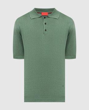 ISAIA Green silk polo shirt with logo emblem MG8262Y0470