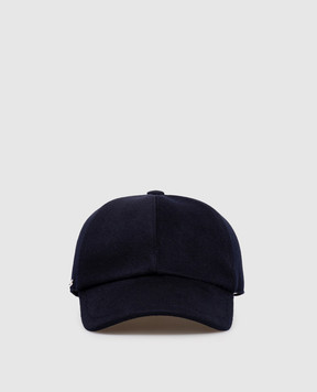 Enrico Mandelli Blue cashmere cap with logo CAP4014816