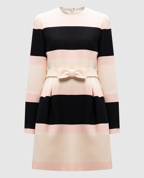 Valentino Beige striped wool and silk dress QB2VAIT542L
