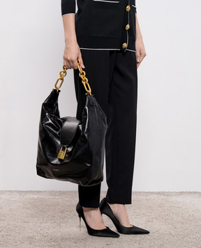Balmain Black leather Sync hobo bag FN1BT003LBFO