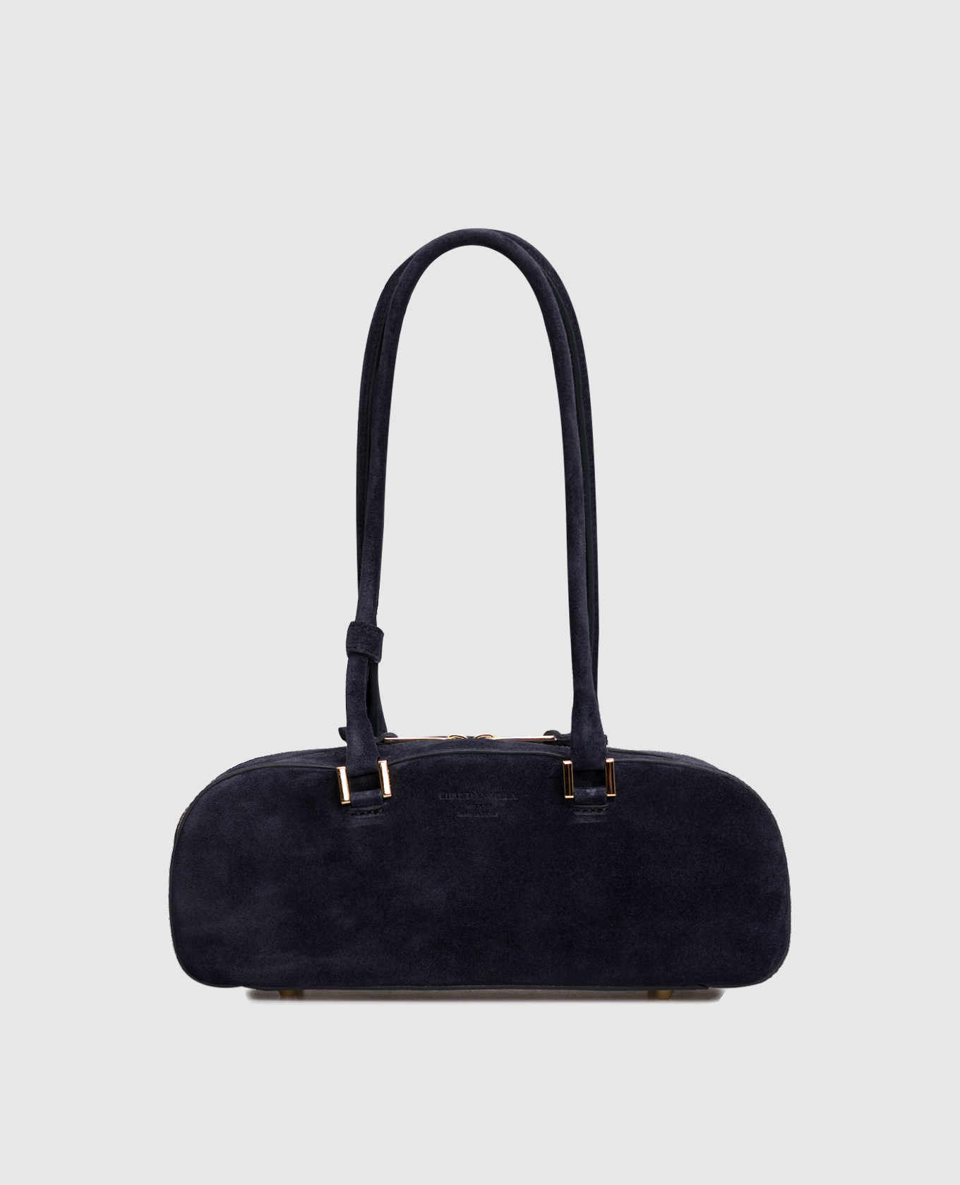 

Blue suede baguette bag with logo Christian Villa