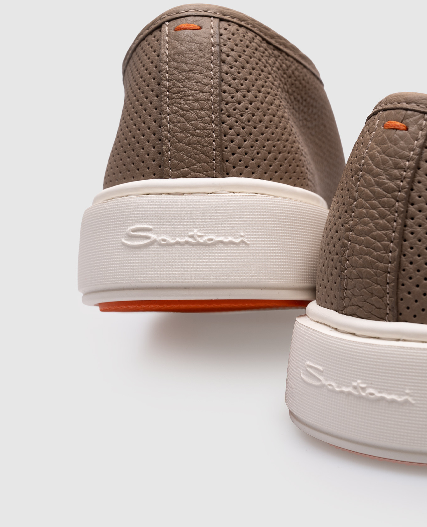 

Brown leather sneakers with perforations Santoni