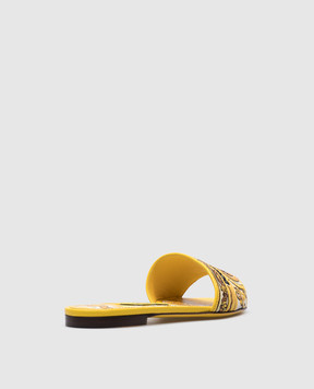 Dolce&Gabbana Bianca yellow combination flip-flops with logo embroidery CQ0571AV804