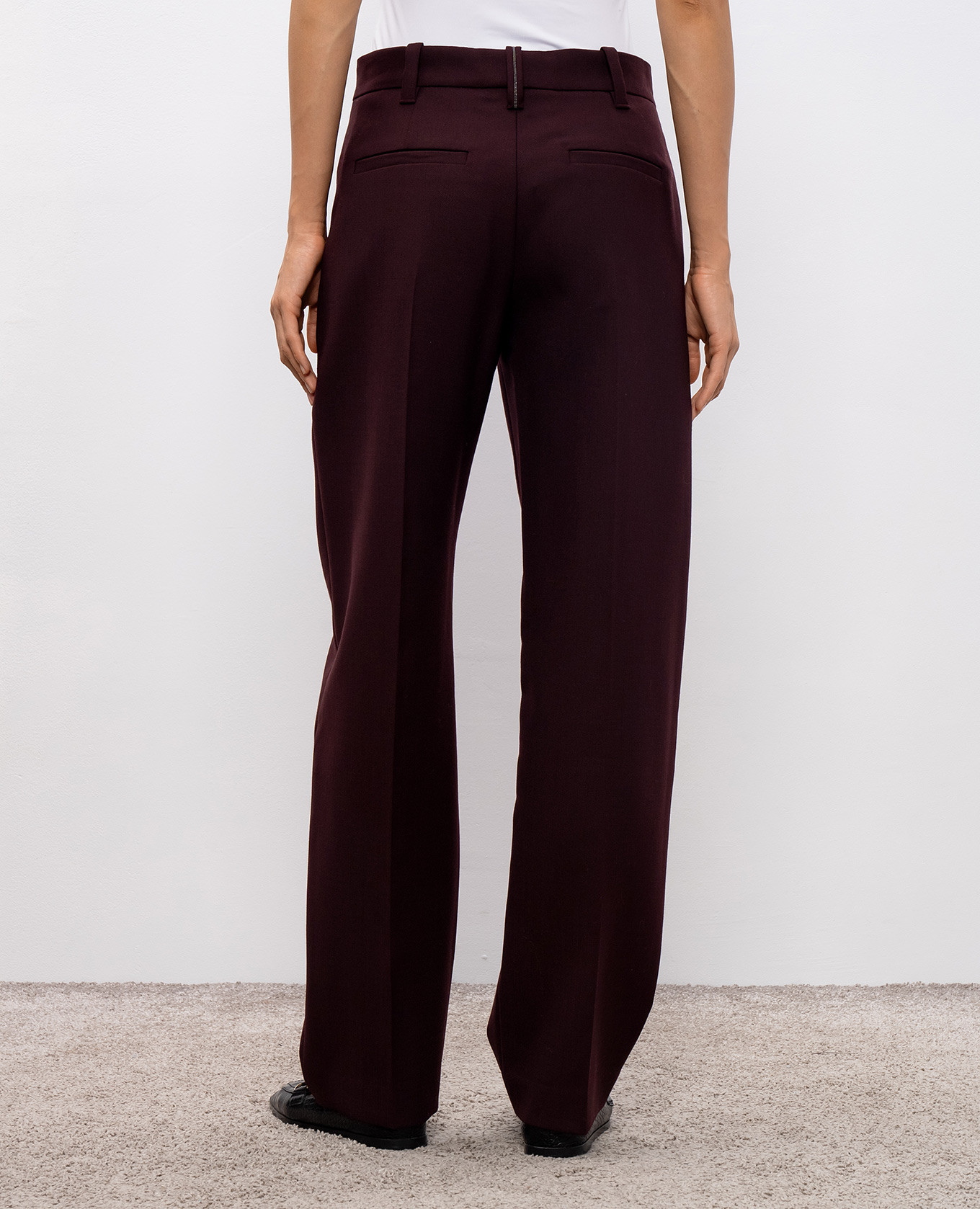 Burgundy wool pants with monil chain Brunello Cucinelli 4